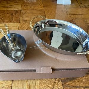 Michael Aram Gilded Twig Oval Serving Dish & Gravy Boat